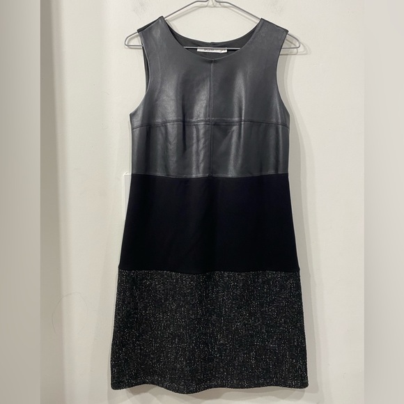Anthropology Bailey44 Faux Leather/ Tweed Sleeveless Black Dress size S - Picture 1 of 9